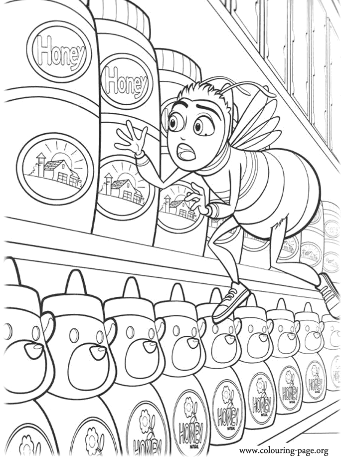 Barry discovers that honey is being stolen coloring page
