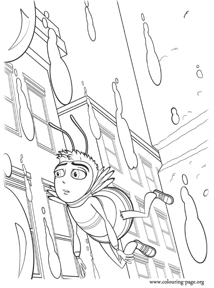 Barry flying in the rain coloring page