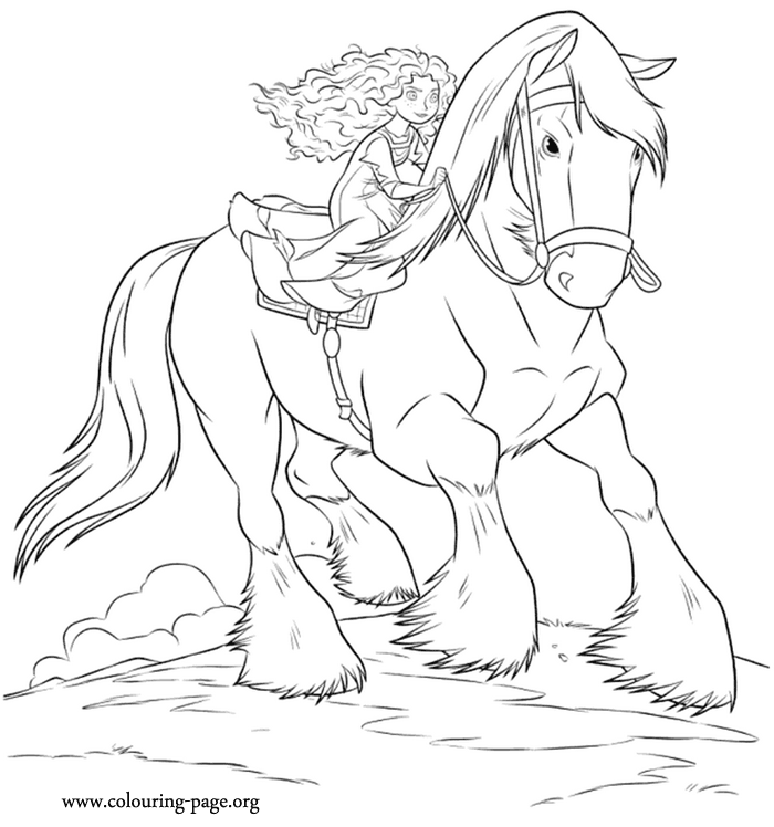 Merida and Angus - Brave movie coloring page
