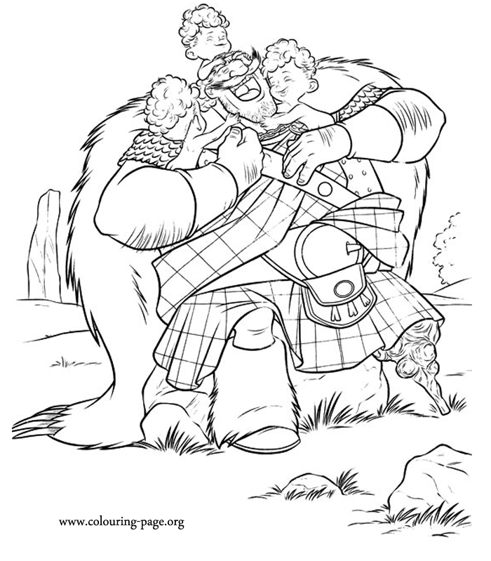 King Fergus and his sons Harris, Hubert, and Hamish coloring page