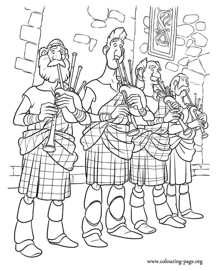 Scots playing gaita coloring page