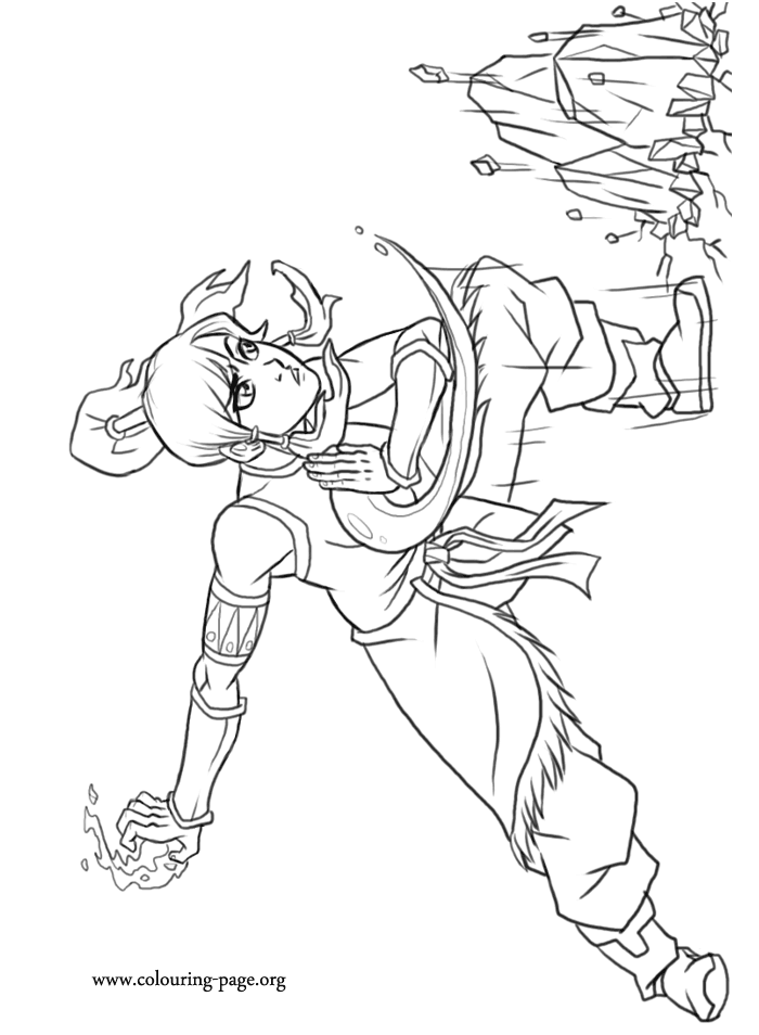 The Legend of Korra - Korra bending earth coloring page