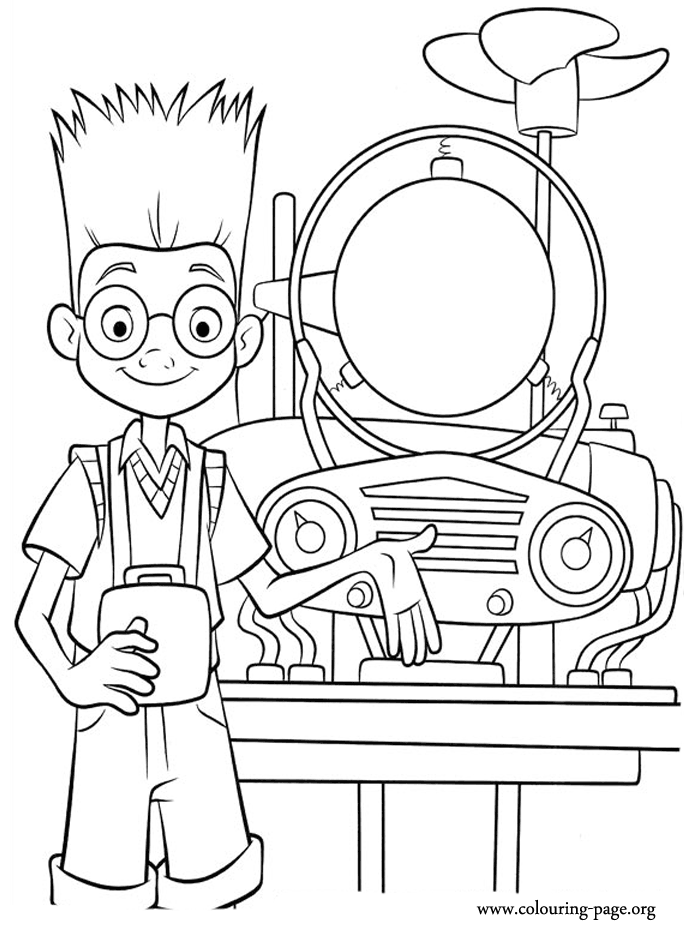 Meet the Robinsons - Lewis demonstrates his Memory Scanner coloring page