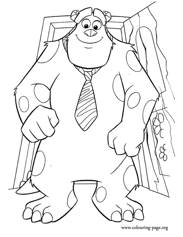 Sulley dressed to go to work coloring page