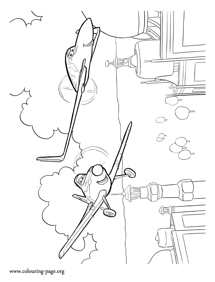 Dusty flying with Ishani coloring page Dusty flying with Ishani coloring page
