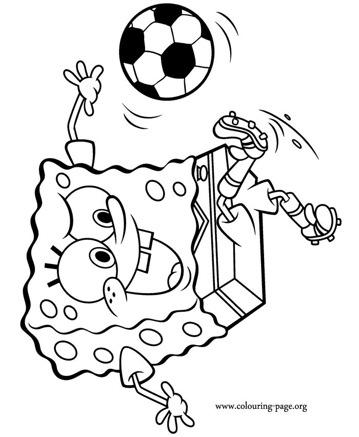 SpongeBob SquarePants - Spongebob playing soccer coloring page
