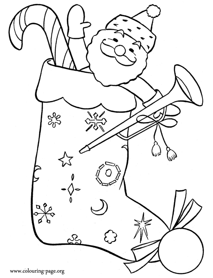 Christmas - Christmas stocking with gifts coloring page