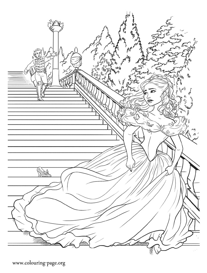 Cinderella - Cinderella running away from the prince coloring page