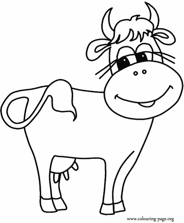 Cows and Calves  A happy cow coloring page