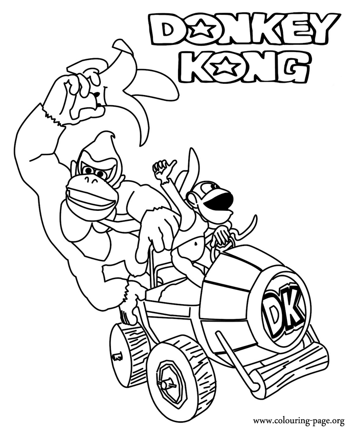 Donkey Kong Donkey and Diddy Kong in their vehicle