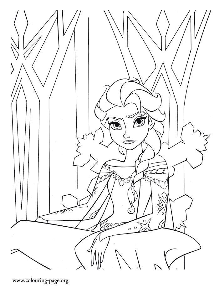 Elsa in the Ice Castle coloring page title=