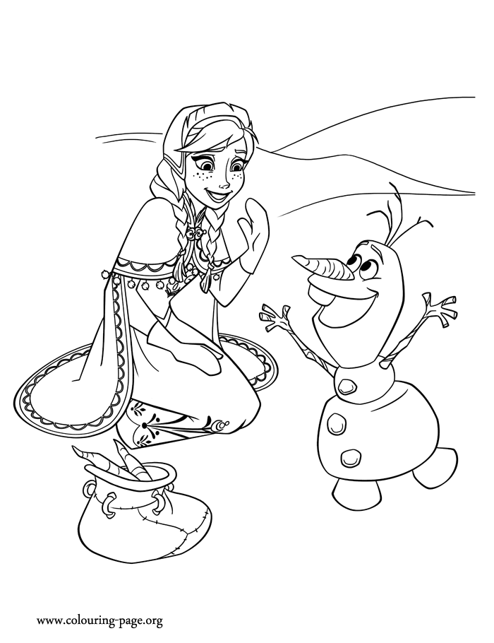 Frozen Anna And Olaf Coloring Page