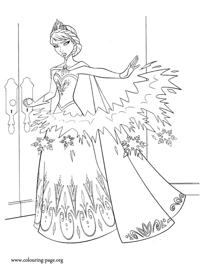 Frozen - Elsa - Disney Frozen movie coloring page