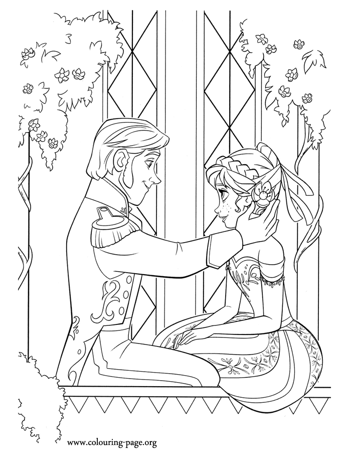 Frozen   Anna and Prince Hans are in love coloring page