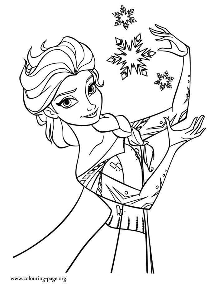 Frozen Elsa Making Snowflakes Coloring Page