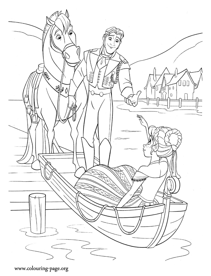 Prince Hans meets Princess Anna coloring page