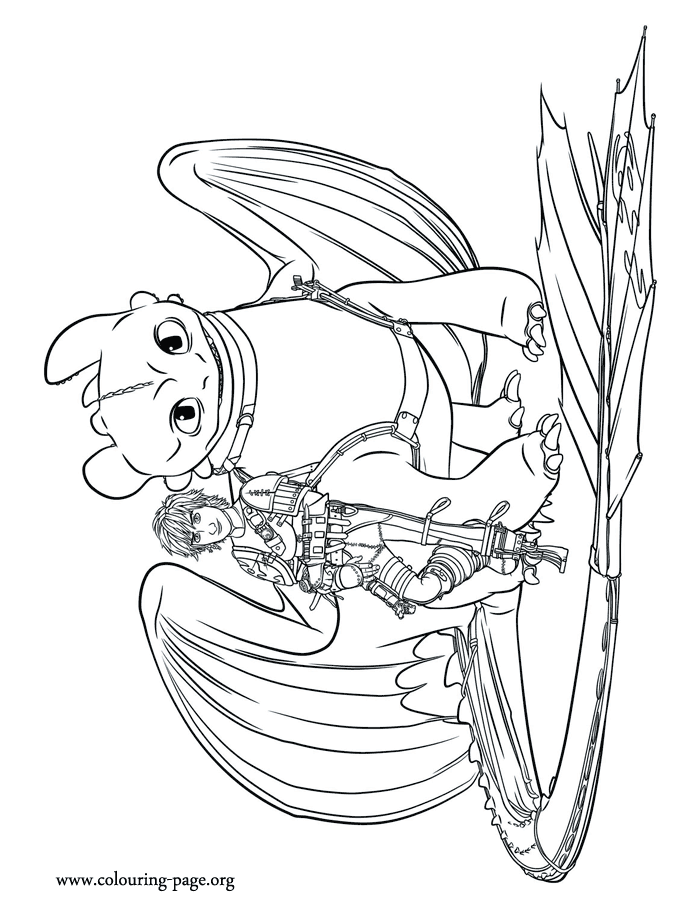 Hiccup and his dragon Toothless coloring page