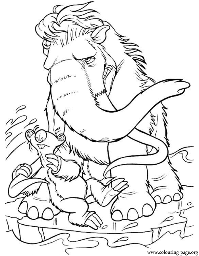 ice age  manfred and sid coloring page