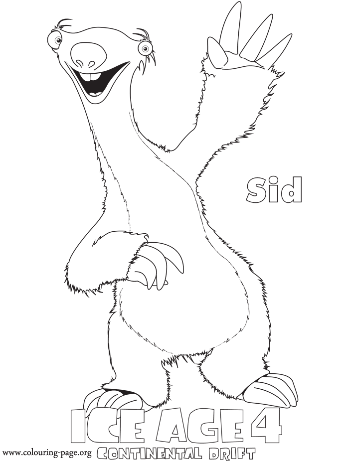 Ice Age Sid Continental Drift Coloring Page