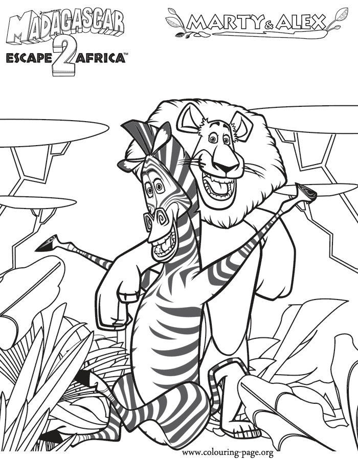 Marty and Alex Madagascar coloring sheet