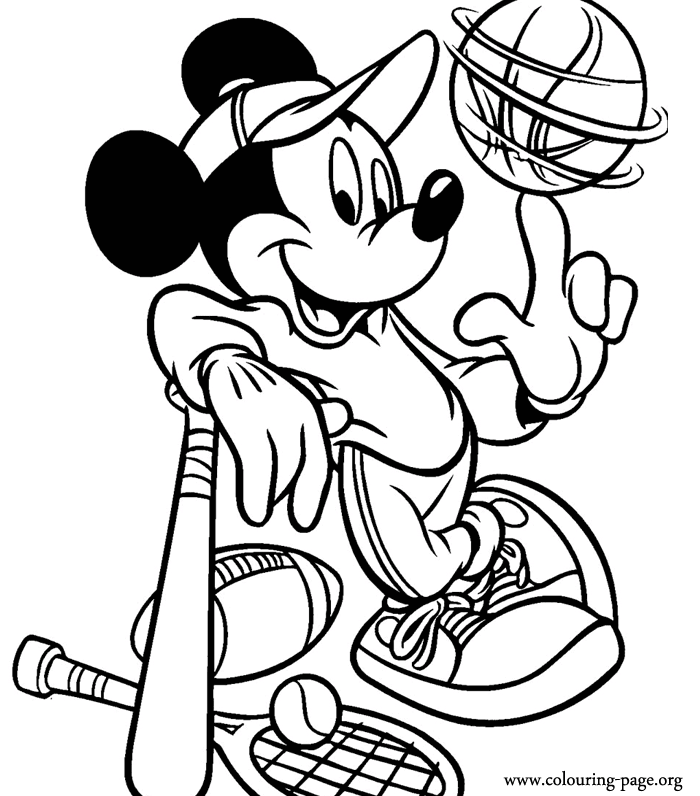 mickey mouse  mickey mouse playing sports coloring page