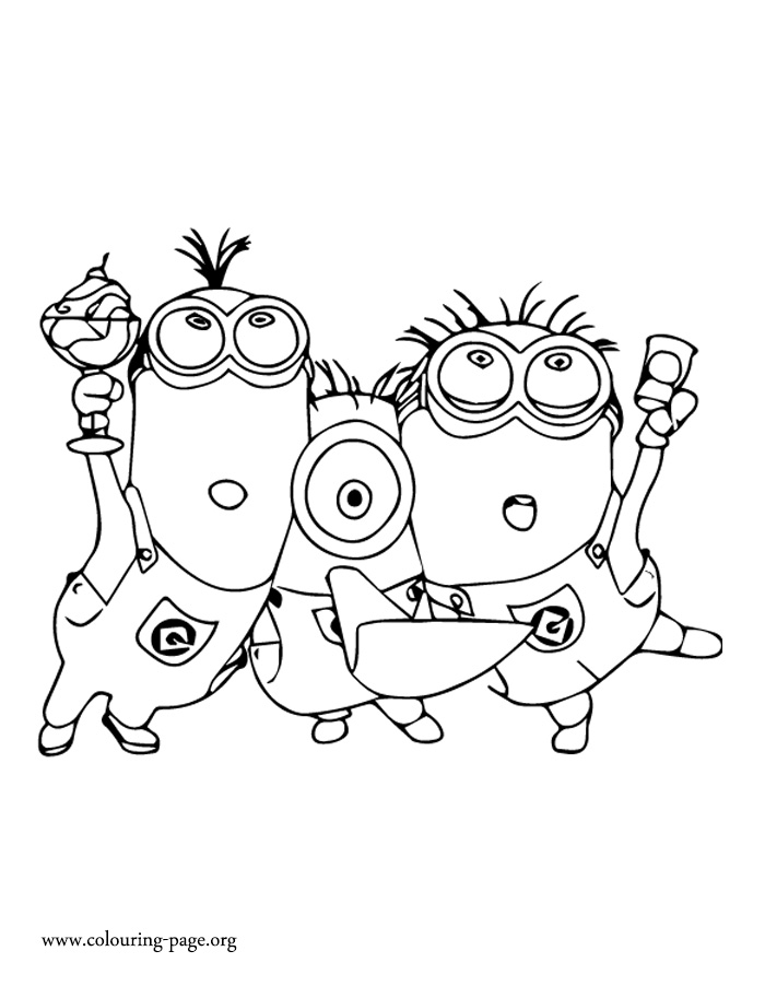 Minions sing and dance coloring page