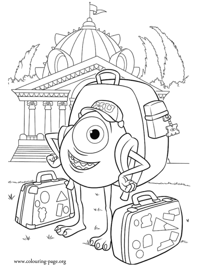 Monsters University - Mike is arriving at Monsters University coloring page