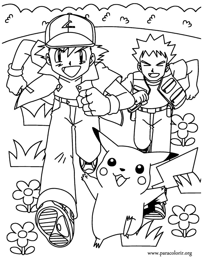 Ash Ketchum, Brock and Pikachu