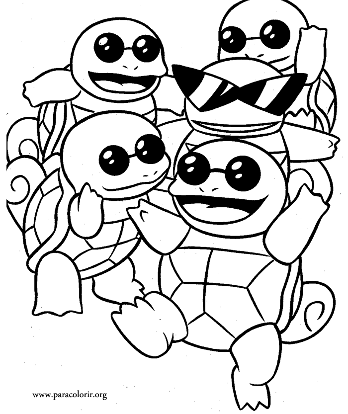 Pok mon Squirtle Squad Coloring Page