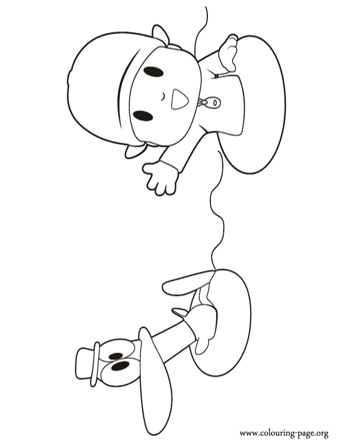 Pocoyo and Pato on the beach coloring page