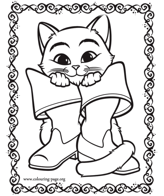 coloring page of Puss In Boots as a kitten