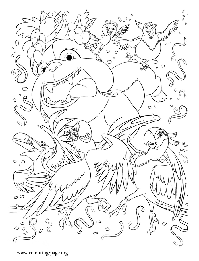 Characters of Rio movie coloring page