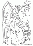 Belle, Mrs. Potts and Wardrobe coloring page