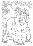 Merida and her horse Angus coloring page