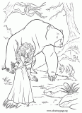 Merida, bear and the will o' the wisps  coloring page
