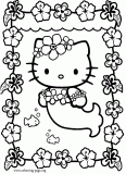 Hello Kitty dressed as a mermaid coloring page