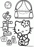 Hello Kitty choosing a purse coloring page