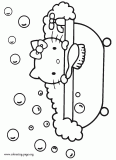 Hello Kitty in the bathtub coloring page