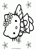Hello Kitty as an angel coloring page