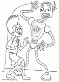 Lewis and Carl the Robot coloring page