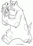 Sulley escaping with Boo coloring page