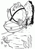 Spongebob in a boat race coloring page