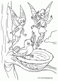 Tinker Bell, Fawn and a baby bird coloring page