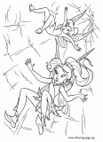 Tinker Bell and Vidia falling in a hole coloring page