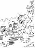 Tom and Jerry on a picnic coloring page