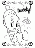 Tweety swinging coloring page