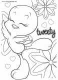 Tweety on clouds coloring page