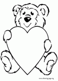 Teddy bear with a heart coloring page
