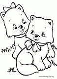 Two cute kittens looking at each other coloring page