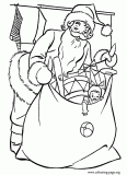 Santa Claus with a bag of gifts coloring page